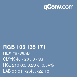Color code: RGB 103 136 171 | qconv.com