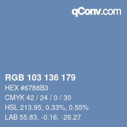 Color code: RGB 103 136 179 | qconv.com