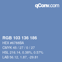 カラーコード: RGB 103 136 186 | qconv.com