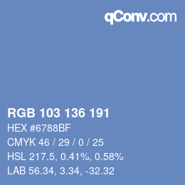 Color code: RGB 103 136 191 | qconv.com