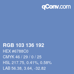 Color code: RGB 103 136 192 | qconv.com
