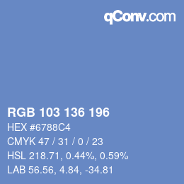 Color code: RGB 103 136 196 | qconv.com