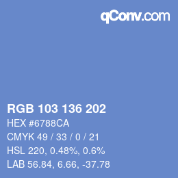 Color code: RGB 103 136 202 | qconv.com