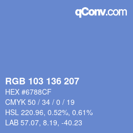 Color code: RGB 103 136 207 | qconv.com