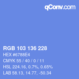 Color code: RGB 103 136 228 | qconv.com