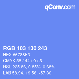 Color code: RGB 103 136 243 | qconv.com