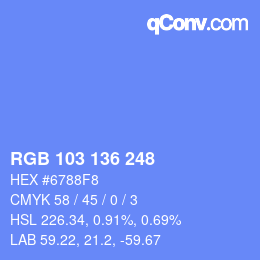 Color code: RGB 103 136 248 | qconv.com