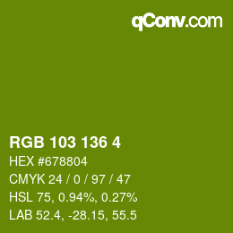 カラーコード: RGB 103 136 4 | qconv.com