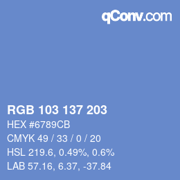 Color code: RGB 103 137 203 | qconv.com