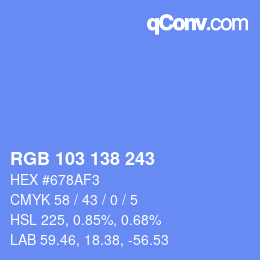 Color code: RGB 103 138 243 | qconv.com