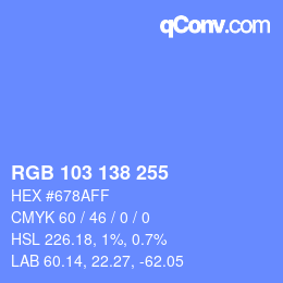 Color code: RGB 103 138 255 | qconv.com