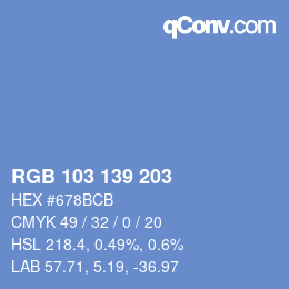 Color code: RGB 103 139 203 | qconv.com