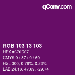カラーコード: RGB 103 13 103 | qconv.com