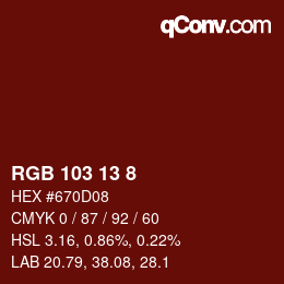 カラーコード: RGB 103 13 8 | qconv.com