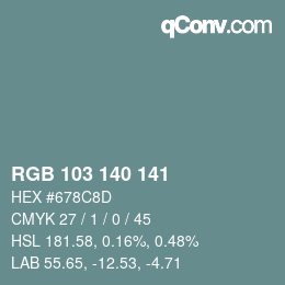 カラーコード: RGB 103 140 141 | qconv.com