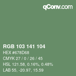 颜色代码: RGB 103 141 104 | qconv.com