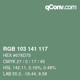 Color code: RGB 103 141 117 | qconv.com