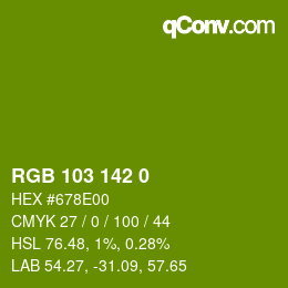 Color code: RGB 103 142 0 | qconv.com