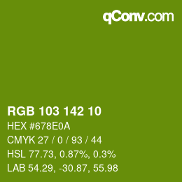 Color code: RGB 103 142 10 | qconv.com