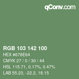 Color code: RGB 103 142 100 | qconv.com