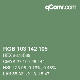 Color code: RGB 103 142 105 | qconv.com