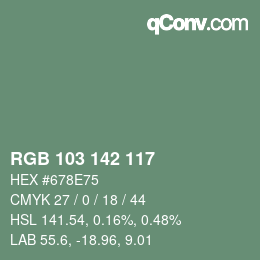Código de color: RGB 103 142 117 | qconv.com