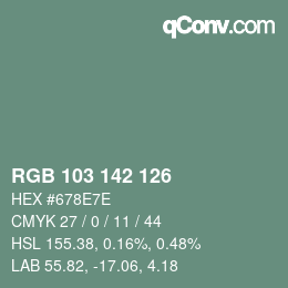 颜色代码: RGB 103 142 126 | qconv.com