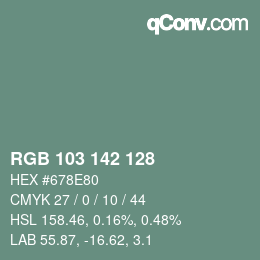 カラーコード: RGB 103 142 128 | qconv.com
