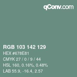 Farbcode: RGB 103 142 129 | qconv.com