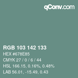 Farbcode: RGB 103 142 133 | qconv.com