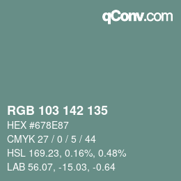 Farbcode: RGB 103 142 135 | qconv.com
