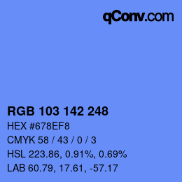 Color code: RGB 103 142 248 | qconv.com