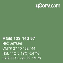 Color code: RGB 103 142 97 | qconv.com