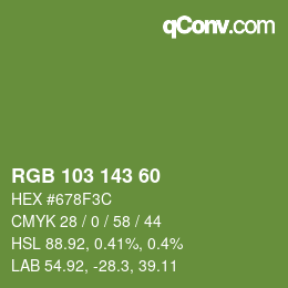 カラーコード: RGB 103 143 60 | qconv.com