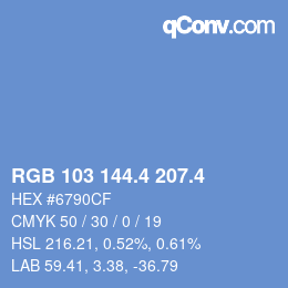 カラーコード: RGB 103 144.4 207.4 | qconv.com