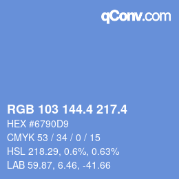 カラーコード: RGB 103 144.4 217.4 | qconv.com