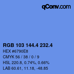 カラーコード: RGB 103 144.4 232.4 | qconv.com