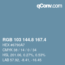 カラーコード: RGB 103 144.8 167.4 | qconv.com