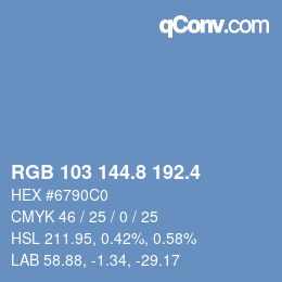 カラーコード: RGB 103 144.8 192.4 | qconv.com