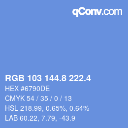 カラーコード: RGB 103 144.8 222.4 | qconv.com