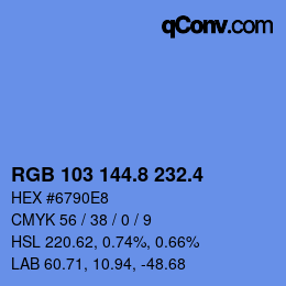 カラーコード: RGB 103 144.8 232.4 | qconv.com
