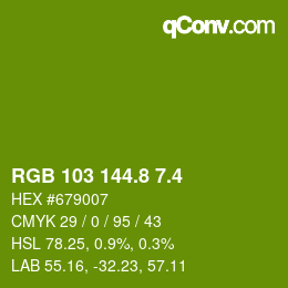 カラーコード: RGB 103 144.8 7.4 | qconv.com