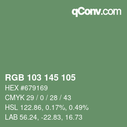 カラーコード: RGB 103 145 105 | qconv.com