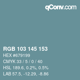 Color code: RGB 103 145 153 | qconv.com