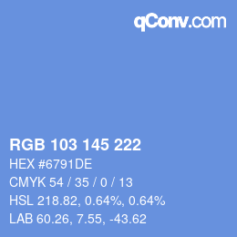 Color code: RGB 103 145 222 | qconv.com