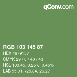 Color code: RGB 103 145 87 | qconv.com