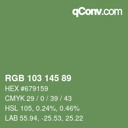 Código de color: RGB 103 145 89 | qconv.com