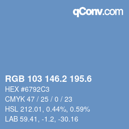 カラーコード: RGB 103 146.2 195.6 | qconv.com