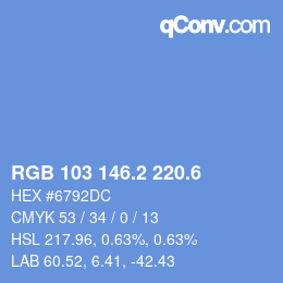 カラーコード: RGB 103 146.2 220.6 | qconv.com