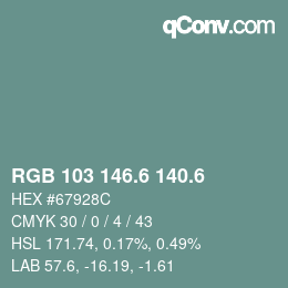 カラーコード: RGB 103 146.6 140.6 | qconv.com